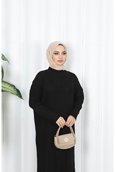 NİSUM MODA Diamond Patterned Knitwear Dress