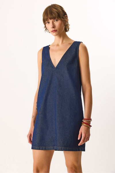 VENA Women's Mina Rins Washable Gilet Jean Dress 100% Cotton - Rins