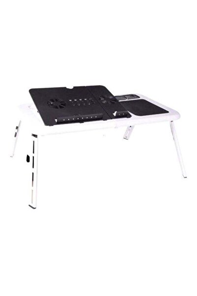 Huayang طاولة كمبيوتر محمول متعددة الأغراض مع مروحة USB باللونين الأسود والأبيض