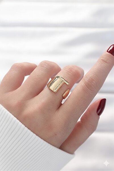 Dorvina Brass Women's Ring with Letter t Gold Color Adjustable |   Stylish and Durable Jewelry, Accessory