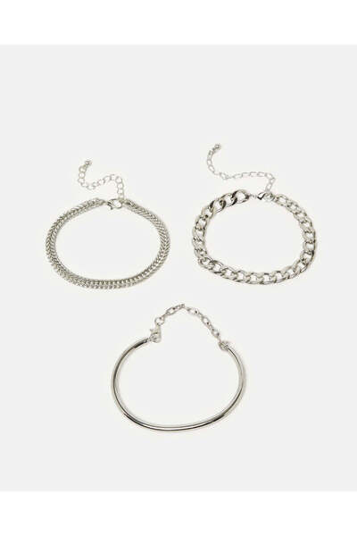 REDTAG Women Silver Embellished Bracelets (3 Piece)