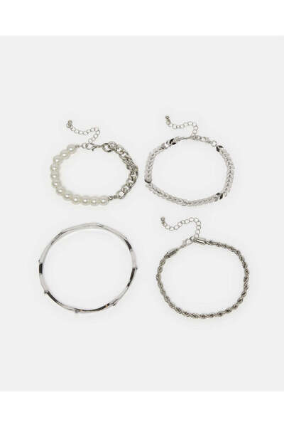 REDTAG أساور نسائية مزينة بالفضة (4 قطع)