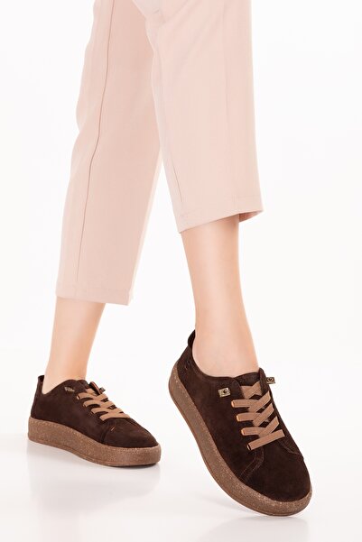 Gondol Genuine Leather Daily Comfortable Rubber Laced Casual Shoes In.525 Brown Suede