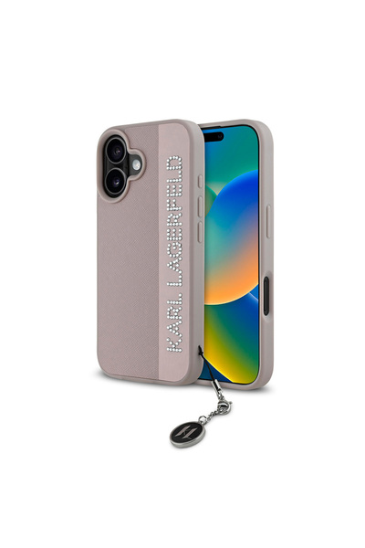 Karl Lagerfeld iPhone 16 Kılıf Orjinal Lisanslı Anahtarlıklı Taşlı KL Yazılı ...