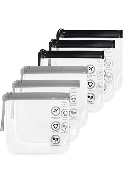 Arabest ALMEKAQUZ 6PCS Clear Makeup Bags, Toiletry Bag with Rope, Travel Essentials Clear Travel Bags