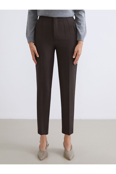 LC Waikiki Vision Brown High Waist Slim Fit Women's Trousers