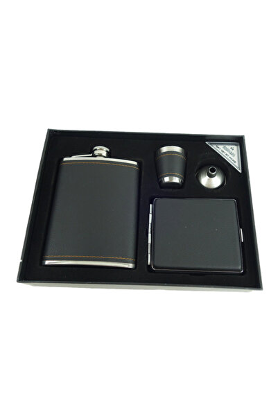 OEM Set cadou format din 4 piese plosca palnie pahar tip shot si tabachera NE...