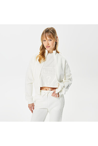 Guess New Allie Scuba Zip Kadın Beyaz Eşofman Üstü