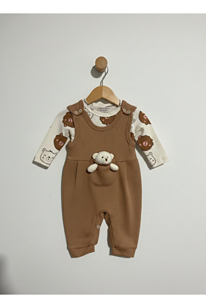OREVİA Ayıcık Nakışlı Erkek Bebek Tulum 2’li Tulum Seti – Zıbın ve Tulum | 3-...