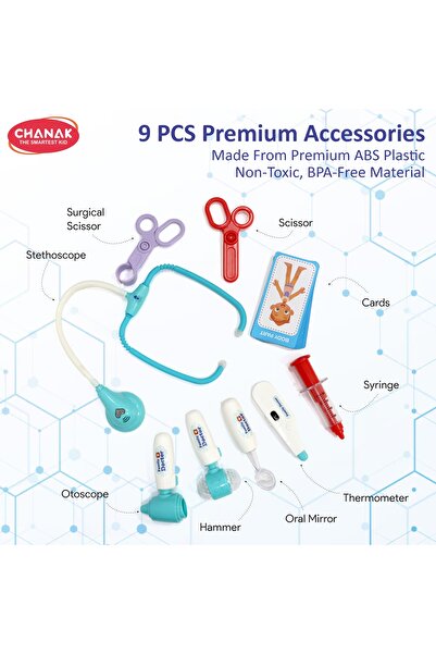 Chanak Premium Doctor Set Briefcase for Kids – 9-Piece LED Light Doctor Kit for Kids 3+