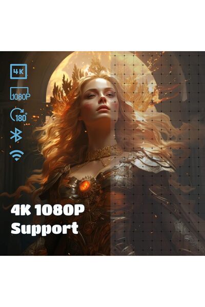 Generic Mini Projector Android 11 Portable 4K/1080P Support Wi-Fi Bluetooth 180° Rotatable