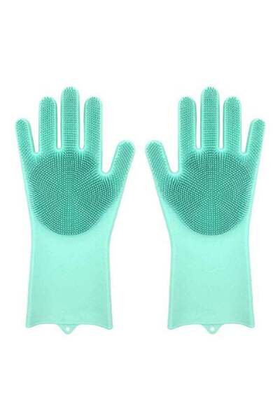 AGD Generic Magic Washing Scrubber Heat Resistant Silicone Gloves Light Green 17.8X3.7X39.5cm