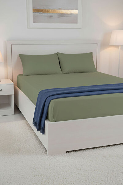 FAVORA 100% Cotton Ranforce Premium King Size Fitted Sheet Set - Green