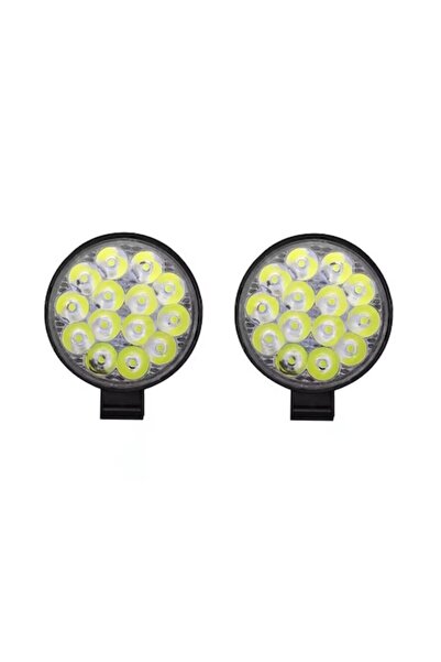 CAR Set proiector LED (2) aluminiu, 14 LED-uri, 42W, DC 9-30V, 6000K, rotund 84x84 mm