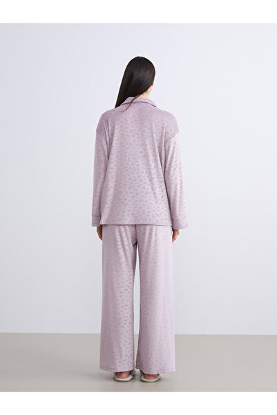 LC Waikiki Dream Lilac Shirt Collar Velvet Women's Pajama Set