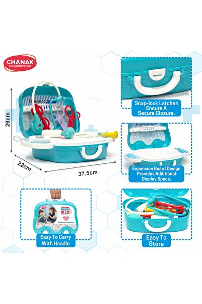Chanak Premium Doctor Set Suitcase for Kids – 10-Piece LED Light Doctor Kit for Kids 3+