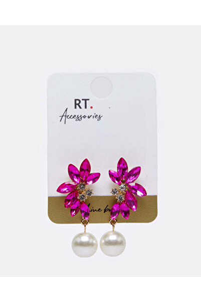 REDTAG أقراط نسائية مزينة باللون الفوشيا