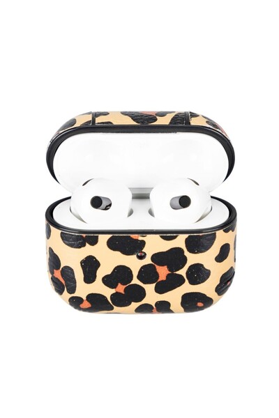 AbbasShop حافظة جلدية متوافقة مع Apple AirPods الجيل الثالث Juni LEO-NE Leopard
