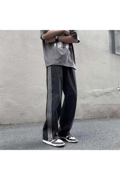 Karakedi Black Vintage Three Lines Baggy Jeans