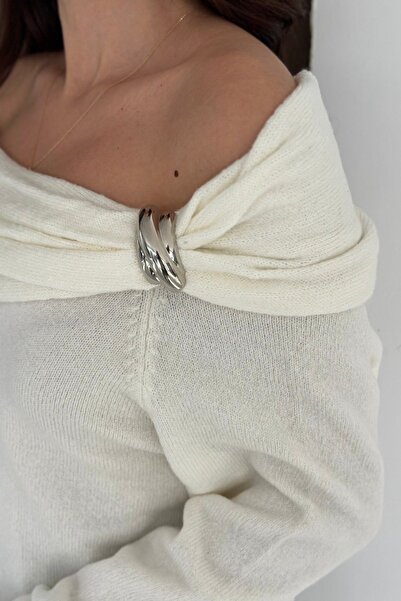 Noi Belis Carmen Collar Accessory Detailed Knitwear Sweater Aw25Kz0092