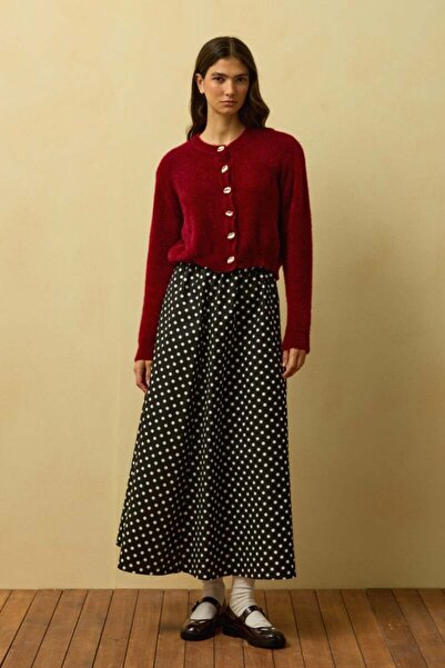 Ceylan Otantik Black Polka Dot Linen Skirt