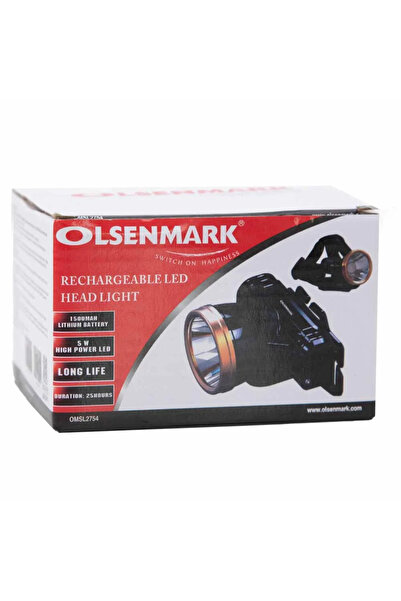 Olsenmark Rechargeable LED Headlight- Lithium Battery 5Watt- High Brightness LED