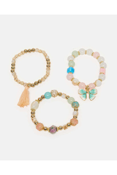 REDTAG مجموعة أساور مزخرفة متنوعة للبنات (3 قطع)