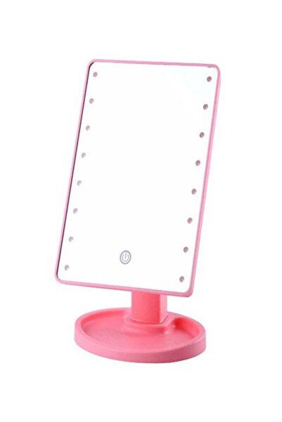 Generic 16 LED Square Multi-Function Makeup Mirror - Pink
