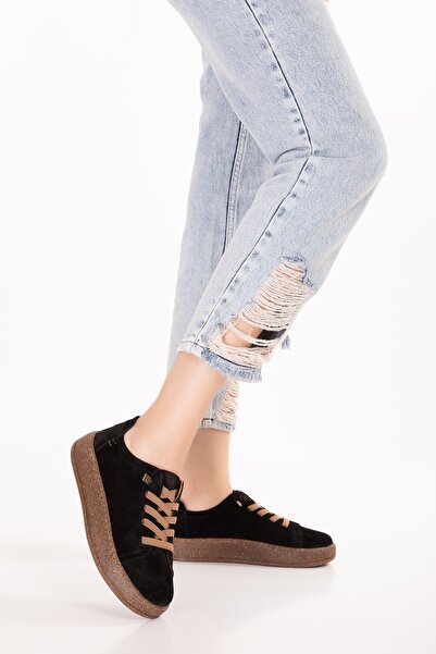 Gondol Genuine Leather Daily Comfortable Rubber Laced Casual Shoes In.525 Black Suede