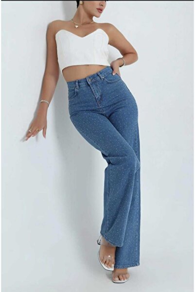 Velvet Women's dark blue jeans with rhinestones