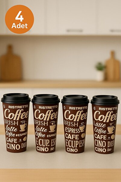 Blackstar Kapaklı Kahve Bardağı 4’Lü Set