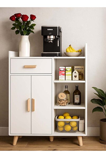 AGD Coffee Corner Cabinet with Drawer and Adjustable Shelf (White)