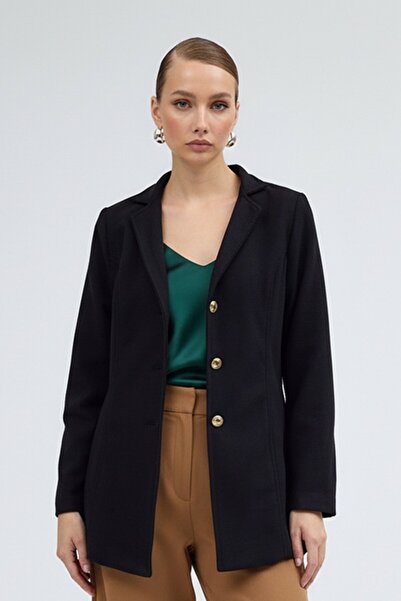 Toridas Design Collar Black Cashmere Coat