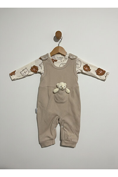 OREVİA Ayıcık Nakışlı Erkek Bebek Tulum 2’li Tulum Seti – Zıbın ve Tulum | 3-...
