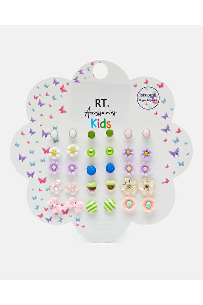 REDTAG مجموعة أقراط مزخرفة متنوعة للبنات (15 زوجًا)
