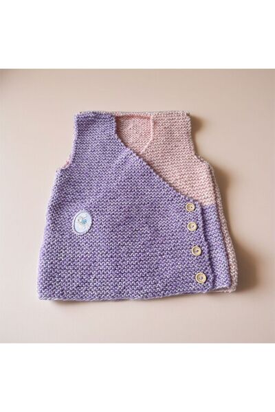 The Cloudish Shop Baby Hand Knitted Vest Pink Lilac Double-Breasted Collar 2 ...