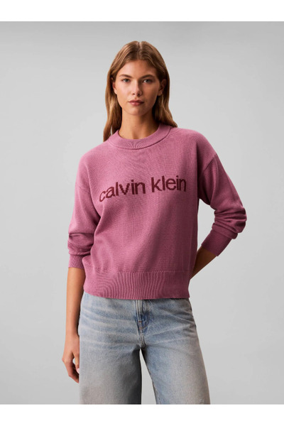 Calvin Klein Cotton Graphic Pullover Kırmızı Kadın Sweatshirt