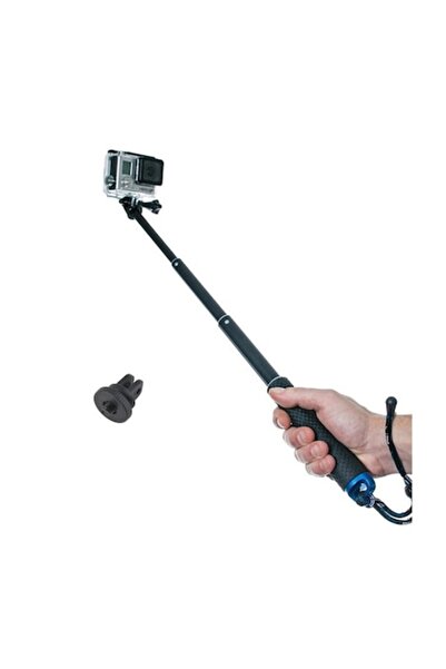XTW Black/Blue Selfie Stick 18-49 cm - Mount for GoPro, insta360, DJI Action, SJcam, Phone