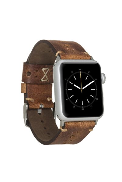 AbbasShop Apple Watch Compatible Leather Cord 38-40-41mm Perforated Tan