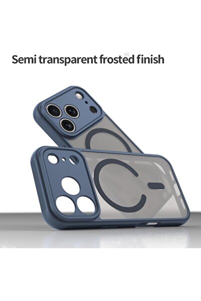 TelcoMag Matte MagSafe Case for iPhone 17 Pro - Full Protection, Blue Trim