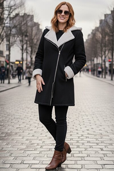 Toridas Palton de iarnă din cașmir negru pentru femei Daily