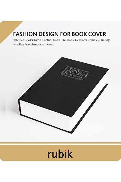 RUBIK Book Safe with Key Lock - 24 x 15.5 x 5.5 cm, Black (Medium)