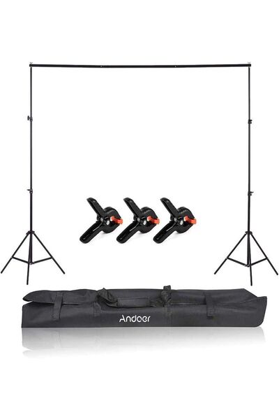 AGD Adjustable Studio Photography Backdrop Stand Kit Black with Carrying Bag 3pcs Backdrop Clamps