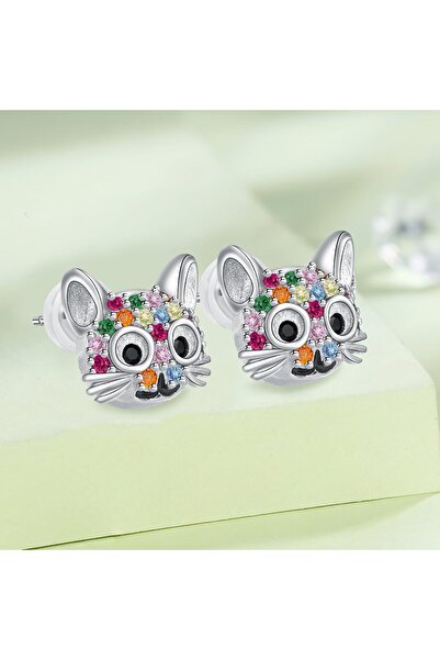 NO BRAND Hifeeled 925 Sterling Silver Cat Stud Earrings for Women
