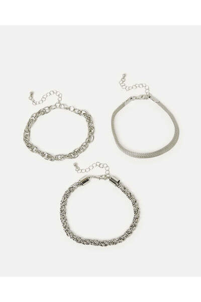 REDTAG أساور نسائية مزينة بالفضة (3 قطع)