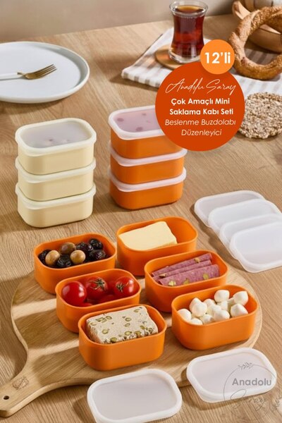 Anadolu Saray 12-Piece Multi-Purpose Mini Storage Container Set - Nutrition & Refrigerator Organizer
