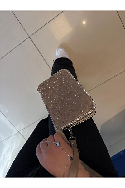 balbagss Women's Suede Stone Chain Strap Stylish Hand and Shoulder Bag