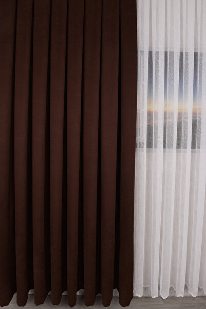 Setekshome Plain Island Background Curtain Brown