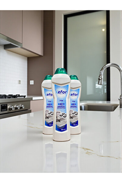 Efor Krem Temizleyici Amonyaklı 3 Adet 500 ml | Toplam 1.5 Litre | Yüzey Temizlik Kremi | Temizlik Seti