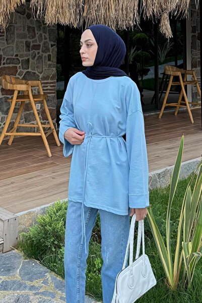 lamelif Slit Detailed Sweat Baby Blue